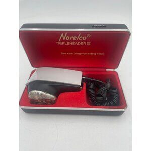 Vintage Norelco Tripleheader III Electric Shaver In Original Case With Cord & Br